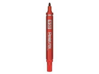 Pentel N50 Permanente Marker, Ronde Punt, 1,5 - 3 mm, Rood (pak 12 stuks)
