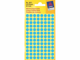 Etiket Avery Zweckform 3011 rond 8mm blauw 416stuks