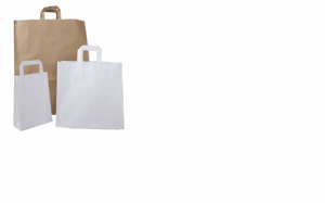 Papieren draagtas met platte handgreep 32+15x43cm, 80 grams, kleur bruin