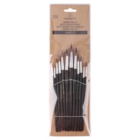 Copenhagen Pro Aquarelpenselen Set, mt 1 tm 12, Geitenhaar, FSC zwart gelakte houten steel 12 delig