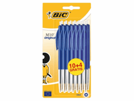 Balpen Bic M10 medium blauw blister à 10+4 gratis