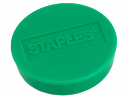 Staples Verpakking met 10 ronde, groene magneten van 30 mm met een magnetische kracht 850 gram/m² (doos 10 stuks)