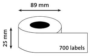 Dymo LW Labels, Papier, 25 x 89 mm, Zwart op Wit (pak 2 rollen)