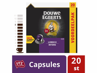 Koffie capsules DE lungo 8 intens /pk20 artikel afbeelding