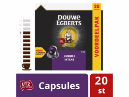 Douwe Egberts Lungo Intens, UTZ Koffiecapsules (doos 10 x 20 stuks)