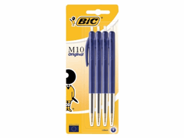 Balpen Bic M10 medium blauw blister à 4st