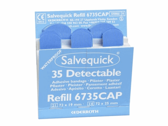 Salvequick Pleisters Blauwe detecteerbare pleisters, 6 x 35 stuks (pak 210 stuks) artikel afbeelding