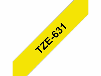 LABELTAPE BROTHER TZE-631 12MMX8M GEEL/ZWART artikel afbeelding
