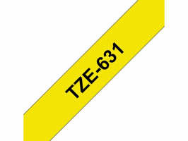 Labeltape Brother P-touch TZe-631 standaard 12mm zwart op geel