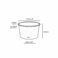 Kraft/PLA foodcontainer 3oz/90ml/75mm Ø x 45mm