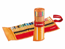 Fineliner STABILO point 88/30 rollerset oranje/rood fijn assorti etui à 30 stuks