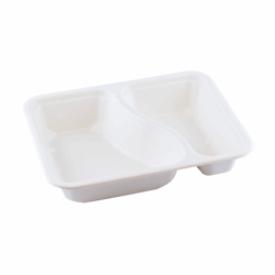 Suikerriet menutray 227x178x45mm 2-vaks BIO-laminated, kleur wit artikel afbeelding