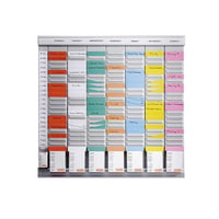 T-kaartplanbord, weekplanner 7 modules met elk 24 sleuven met 800 T-kaarten in 8 kleuren
