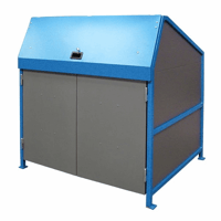 Onderkomen voor vuilnistonnen 4-zijdig gesloten, met deuren frameconstructie blauw