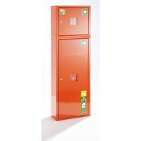 Hulpzuil conform DIN 13157 signaaloranje, h x b x d = 1540x490x200 mm met vulling en eerste hulp koffer