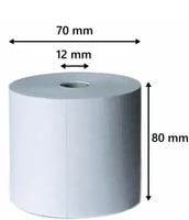 Kassarollen 80x80x12, 75 meter, thermorollen wit