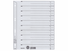 Scheidingsbladen Leitz A4 karton 200gr 6-gaats grijs 100 stuks