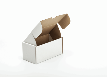 Postpack Fefco 0427 160x80x80mm, kleur wit/bruin, dikte E-Golf 1,5mm. artikel afbeelding
