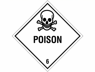 Gevarenetiket A32, 100X100mm wit opdruk zwart. Klasse 6 Poison artikel afbeelding