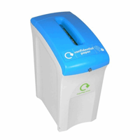 Afvalbak voor kringloopmateriaal, documentafvalbak inhoud 55 l, b x h x d = 302x523x700 mm deksel blauw