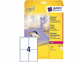Etiket Avery Zweckform L7769-40 99.1x139mm hoogglans wit 160stuks