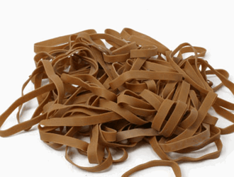 Elastiek 125mm lengte x 8.0mm breed. Kleur: Bruin.