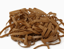 Elastiek 125mm lengte x 8.0mm breed. Kleur: Bruin.