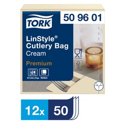 Servetten Tork 509601 LinStyle Pochette 19.5x9.8cm creme 50stuks