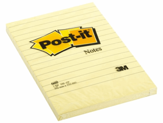 MEMOBLOK 3M POST-IT 660YEL 102X152MM LIJN GEEL artikel afbeelding