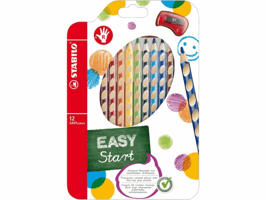 Kleurpotloden STABILO 331 Easycolors rechtshandig inclusief puntenslijper assorti etui à 12 stuks