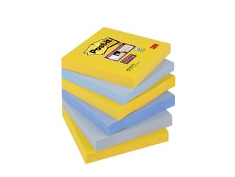 Post-it® NEW YORK Super Sticky Zelfklevend Notitieblok, 76 x 76 mm, Geel-Blauw (pak 6 blokken) artikel afbeelding