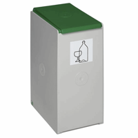 Afvalbak voor kringloopmateriaal van kunststof enkele bak met een inhoud van 40 l (Dekselkleur: smaragdgroen, als RAL 6001)