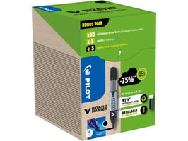 Pilot Begreen V-Board Master Whiteboard Marker, Greenpack 10 Markers en 10 Navullingen, Medium Ronde Punt, Zwart (pak 10 stuks)