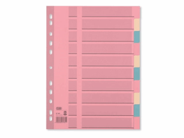 Elba Tabbladen gekleurd karton 11 rings, A4, 10 onbedrukte tabs (set 10 vel)
