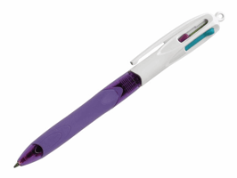 BiC Fashion 4 Kleuren Grip Balpen, Medium Punt, 1 mm, Limoen, Roze, Paars, Turquoise