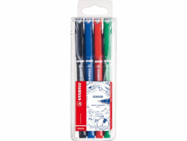 Fineliner STABILO Sensor 189 fijn assorti etui à 4 stuks