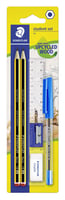 Potlood Staedtler Noris HB blister à 2 stuks met balpen, gum, slijper en liniaal