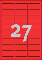 Etiket Avery L6003-25 63.5x29.6 neon rood 675 etiketten