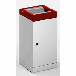 Afvalbakken voor kringloopmateriaal met tuimeldeksel apart, inhoud 30 l dekselkleur rood / blank aluminiumkleurig