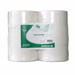 Mini jumbo toiletpapier, 2-laags, 180 meter, tissue wit voorzien van ECO keurmerk. artikel afbeelding