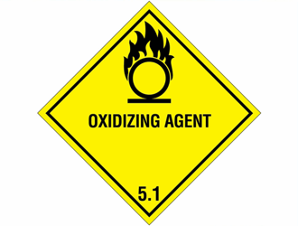 Gevarenetiket A105, 100X100mm geel opdruk zwart. Klasse 5 Oxidizing Agent artikel afbeelding