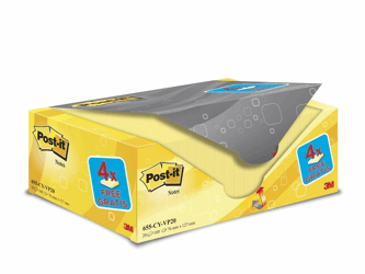 Post-it® Notitieblok Cabinet Pack - Neon 76 x 127 mm, kanariegeel (pak 20 blokken) artikel afbeelding