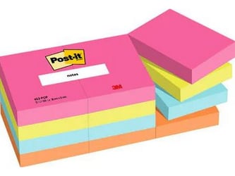 Post-it Notes, Poptimistic Colour Collection, 38 x 51 mm (pak 12 stuks)