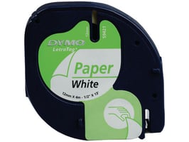 Dymo LetraTag Labeltape, Papier, 12 mm x 4 m, Zwart op Wit