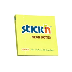 Notitieblok Stick'n 76x76mm neongeel/p6