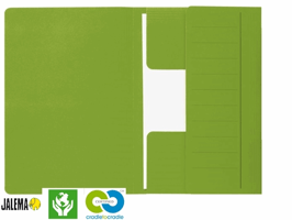 Dossiermap Djois Secolor Mammoet folio 3 kleppen 250gr recylced groen 10 stuks