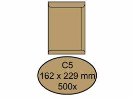 Envelop Quantore akte C5 162x229mm bruinkraft 90g/m² 500stuks