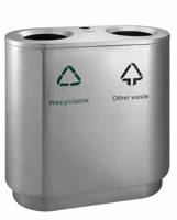 Recycling afvalbak indoor 2x41 ltr, kleur mat RVS, model VB 667796