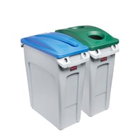 Sorteerstation voor kringloopmateriaal, set van 2 SLIM JIM® papier/flesinworp grijs