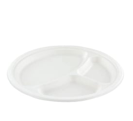 Bord IEZZY 260mm 3vaks suikerriet PFAS-vrij wit 50 stuks